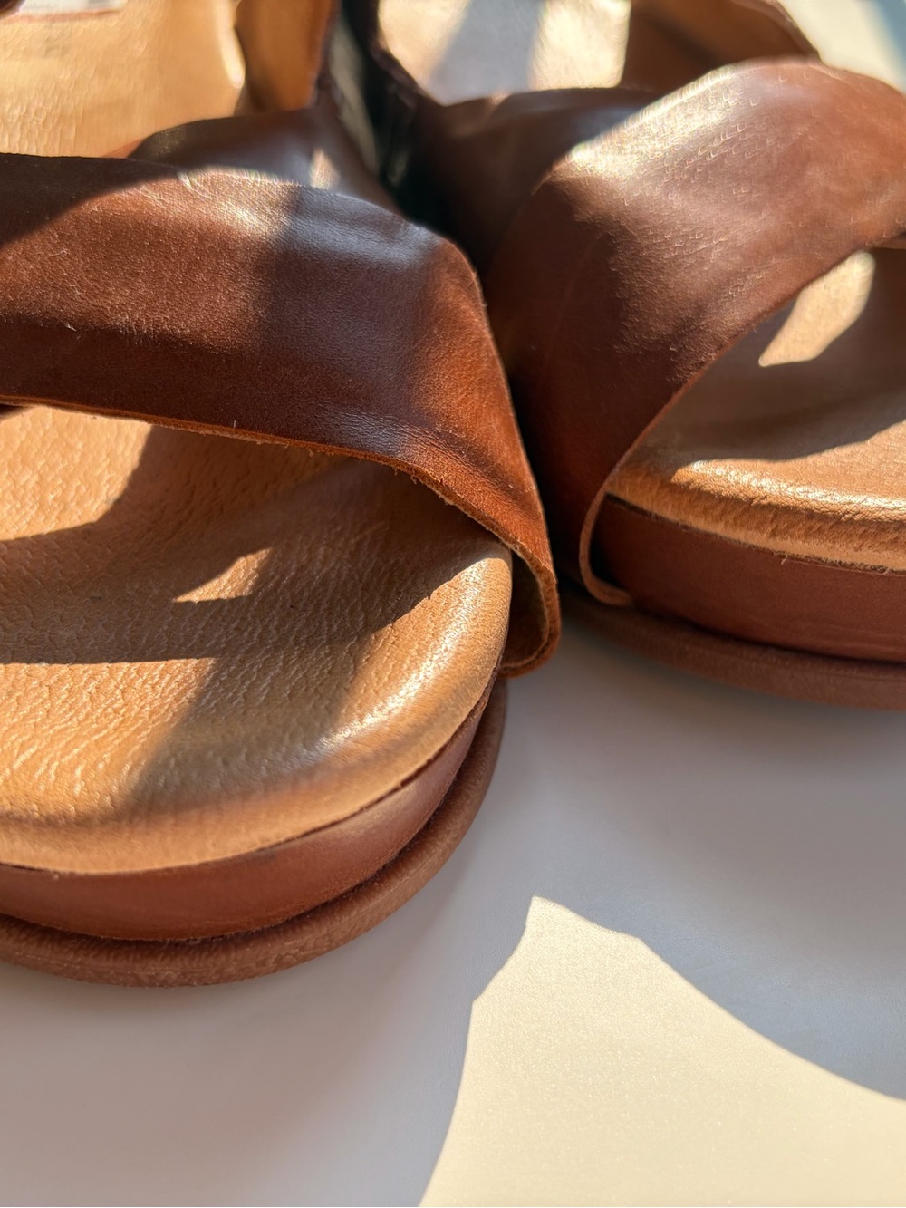 🆕 ⭐️ Brioso Brown Leather Wedge Slide Sandals Women’s Size 7.5 Casual Buckle - Picture 11 of 14